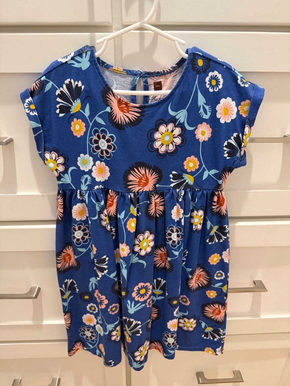 Tea Collection Girl's Blue Floral Knit Dress